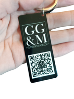 Small Business QR code business card alternative, metal business tag with scannable barcode