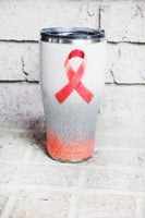 MS awareness Glitter Tumbler, Orange Ribbon Tumbler, Custom Glitter cups with lid, 30 ounce glitter cup, Orange MS ribbon