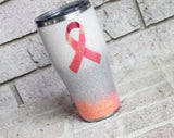 MS awareness Glitter Tumbler, Orange Ribbon Tumbler, Custom Glitter cups with lid, 30 ounce glitter cup, Orange MS ribbon