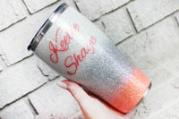 Orange Glitter Tumbler with name, multiple sclerosis awareness Tumbler, Custom Glitter cups with lid, 30 ounce glitter cup, Orange MS ribbon