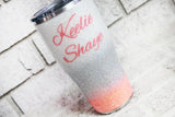 Orange Glitter Tumbler with name, multiple sclerosis awareness Tumbler, Custom Glitter cups with lid, 30 ounce glitter cup, Orange MS ribbon
