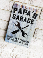 Papa's Garage, 2021 Father's day Gifts, Best Grandpa gifts, dad's garage, garage gifts, man cave, outdoor metal signs, gifts for grandpa