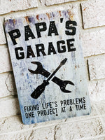 Papa's Garage, 2021 Father's day Gifts, Best Grandpa gifts, dad's garage, garage gifts, man cave, outdoor metal signs, gifts for grandpa