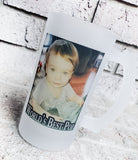 Personalized photo beer mug, custom beer stein with picture, 16 ounce frosted glass beer cup,