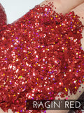 Ragin' Red .040 hex poly red holo glitter, tumbler making glitter, Mini chunky polyester glitter, Super sparkly red holographic glitter