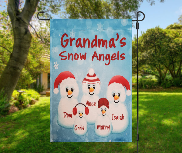 Grandma's Garden Flag, Snow Angel, Custom Grandkid flag, Winter yard flag, Grandma's snow angel