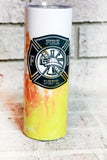 20 Oz Firefighter Tumbler with Flames, Fire Fighter Cups, Gifts for Him, First Responder, Essential Workers, Rescue Workers