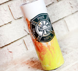 20 Oz Firefighter Tumbler with Flames, Fire Fighter Cups, Gifts for Him, First Responder, Essential Workers, Rescue Workers