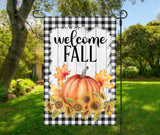 Welcome Fall Garden Flag, 12x18 Autumn yard Flag, Pumpkin yard decor, Single double sided flag, Custom Garden Flag for autumn, happy harvest